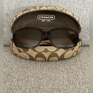 Coach Brown Signature Pattern Sunglasses Case w/ Coach PRESCRIPTION sunglasses